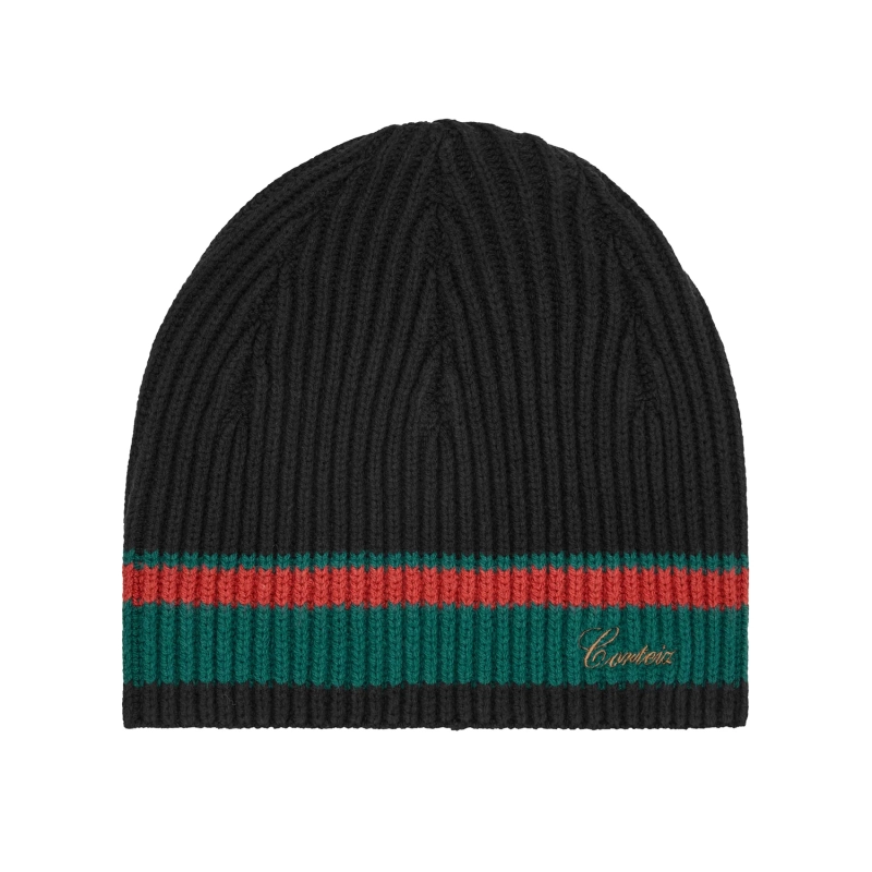 corteiz-script-ribbed-knit-beanie-black-front.webp