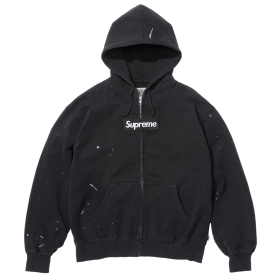 Supreme MM6 Maison Margiela Box Logo Zip Up Hooded Sweatshirt Black