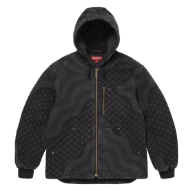Supreme Flag Quilted Hooded Work Jacket Black