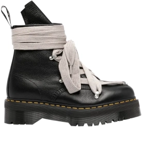 Dr. Martens 1460 Quad Leather Sole Pentagram Wrap Lace Boot Rick Owens Black