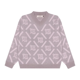 MISBHV M Argyle Knitt Cardigan W Smokey Pink